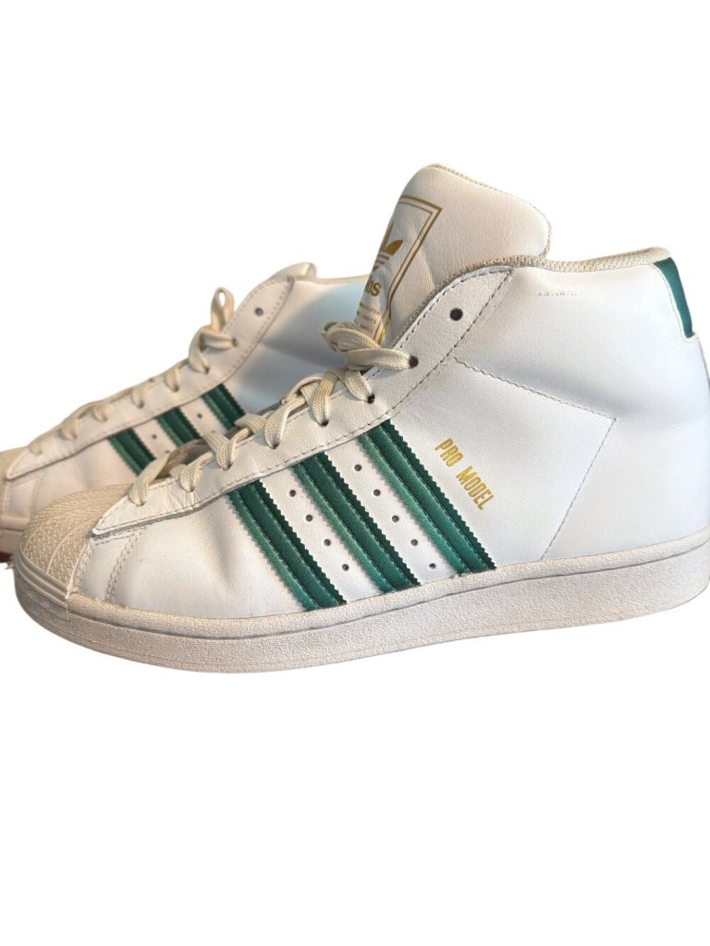 Adidas Pro Model High Top Sneakers FW3111 White Collegiate Green Retro Sz 8.5